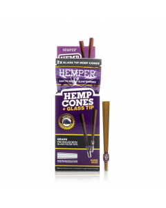 2pk King Size Cones with Glass Tips - Hemp Paper - Grape