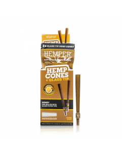 King Size 2pk Hemp Cones with Glass Tips - Hemp Paper Honey