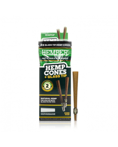 Hemper 2pk King Size Cones with Glass Tips - Hemp Paper