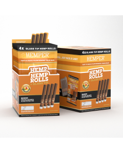 Hemper 4pk Mini Rolls with Glass Tips - Hemp Paper - Mango