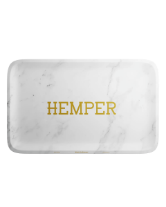 HEMPER Luxe White Marble Rolling Tray - Medium