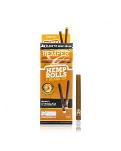 2pk King Size Rolls with Glass Tips - Hemp Paper - Mango