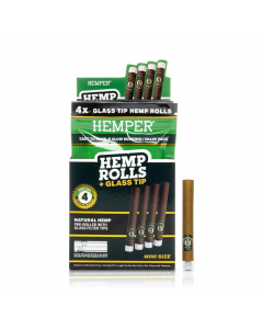 Display - Hemper 4pk Mini Rolls with Glass Tips - Hemp Paper