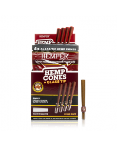 1 1/4 4pk Hemp Cones With Glass Tips - Hemp Paper - Sweet