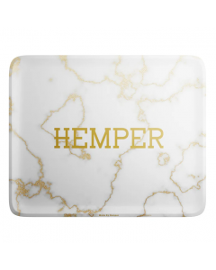 HEMPER Luxe White/Gold Marble Rolling Tray - Large