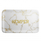 HEMPER Luxe White/Gold Marble Rolling Tray - Medium