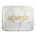 HEMPER Luxe White/Gold Marble Rolling Tray - Small